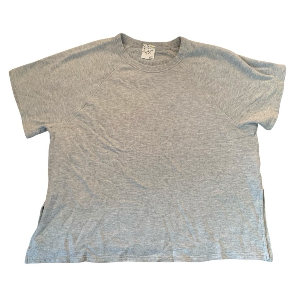 Offline by‎ Aerie Gray Short Sleeve Sweatshirt Medium Terry Knit Lounge Top